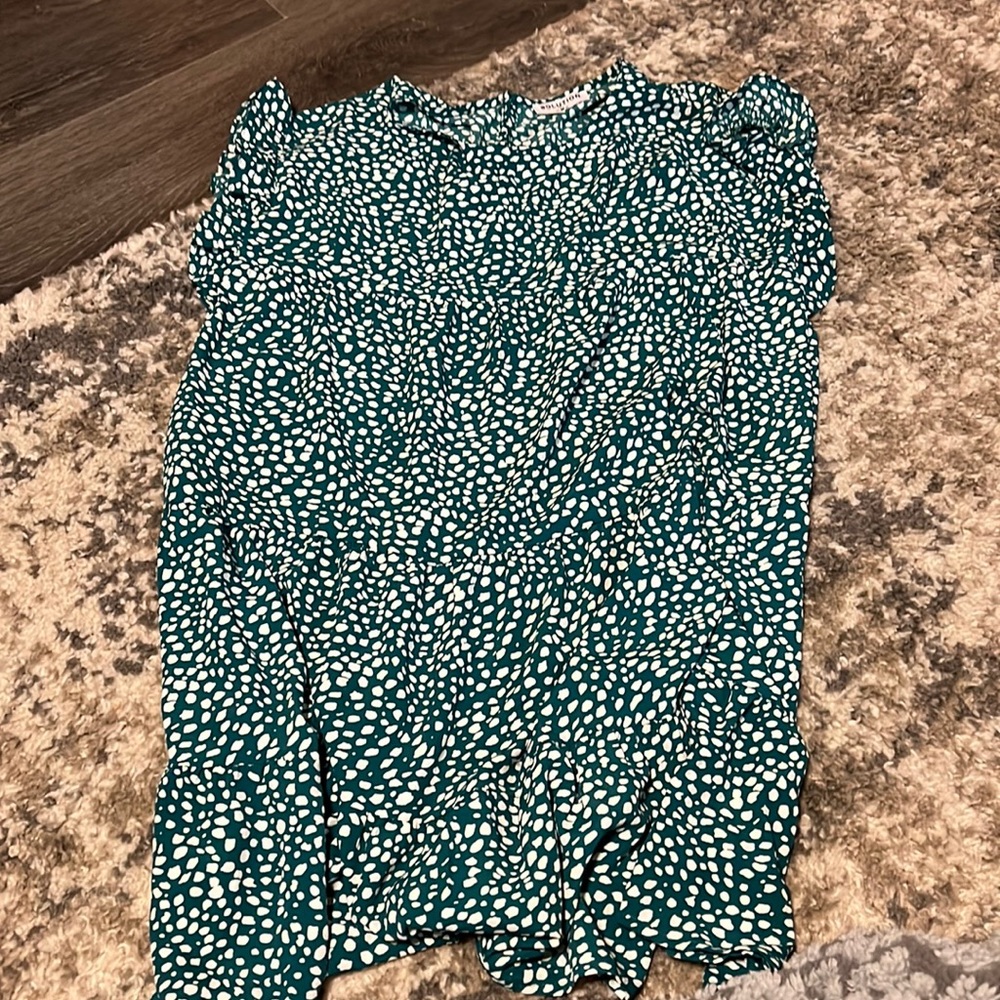 green and white dress